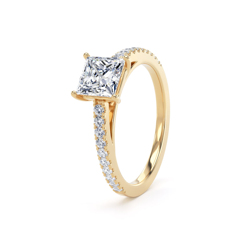 Grace Princess Cut Engagement Ring in 9ct Yellow Gold