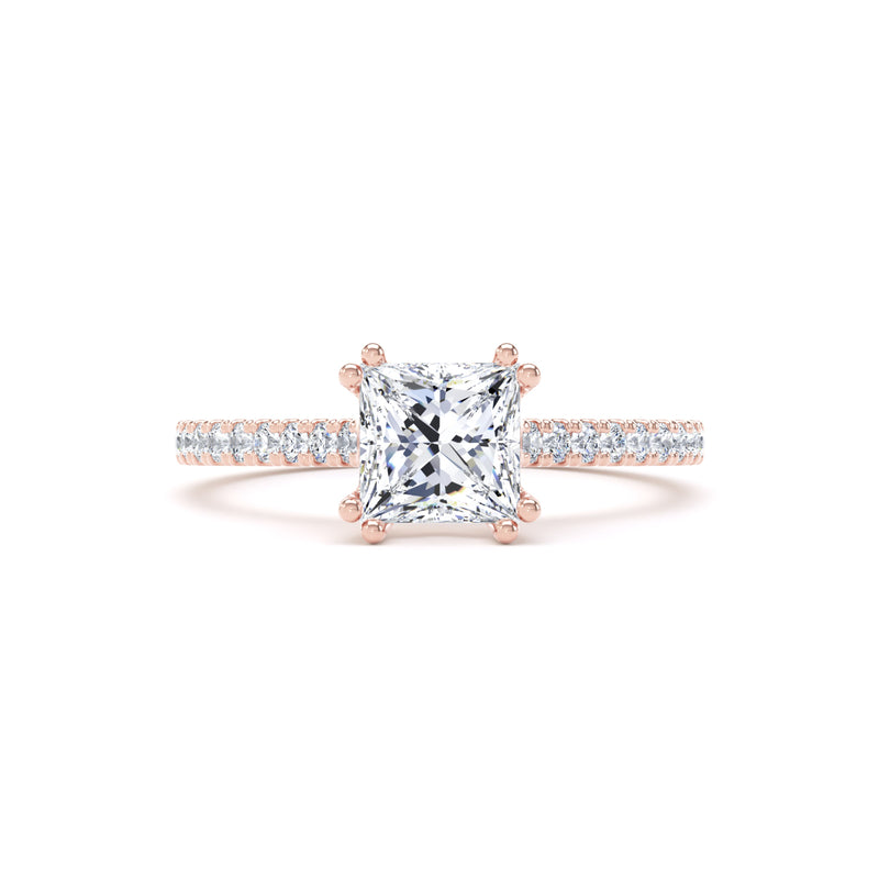 Gia Princess Cut Engagement Ring in 18ct Rose Gold