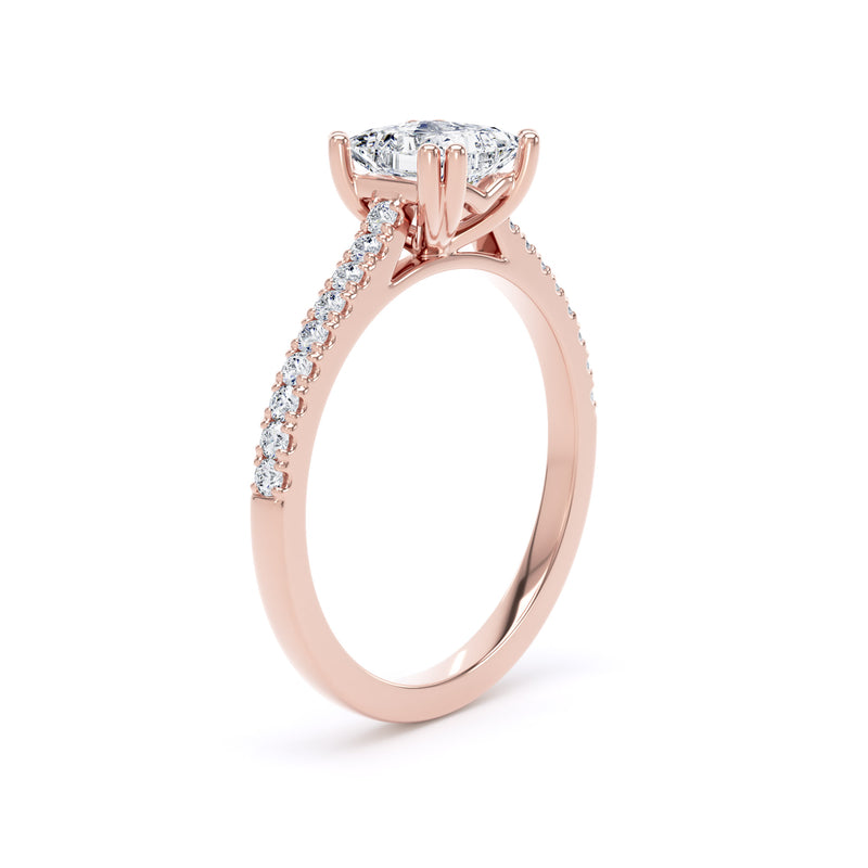 Gia Princess Cut Engagement Ring in 9ct Rose Gold