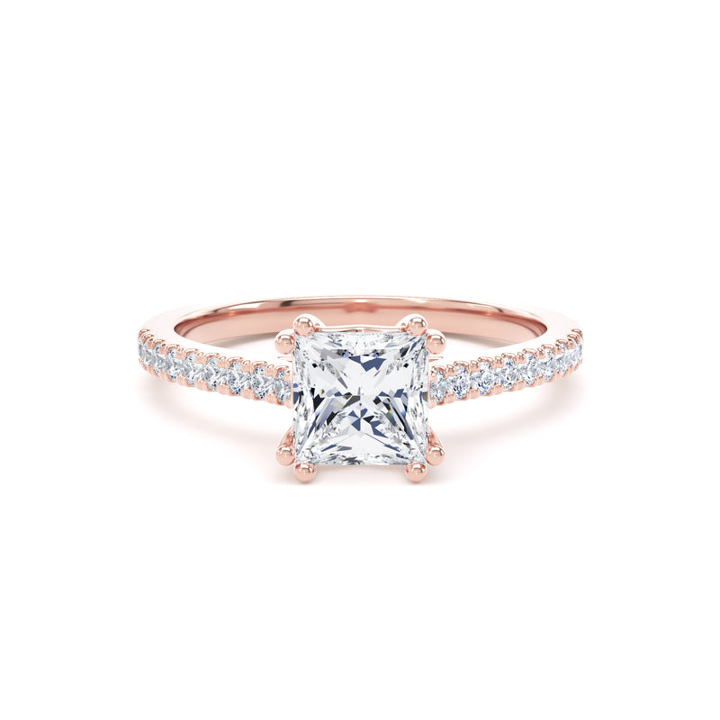 Gia Princess Cut Engagement Ring in 9ct Rose Gold