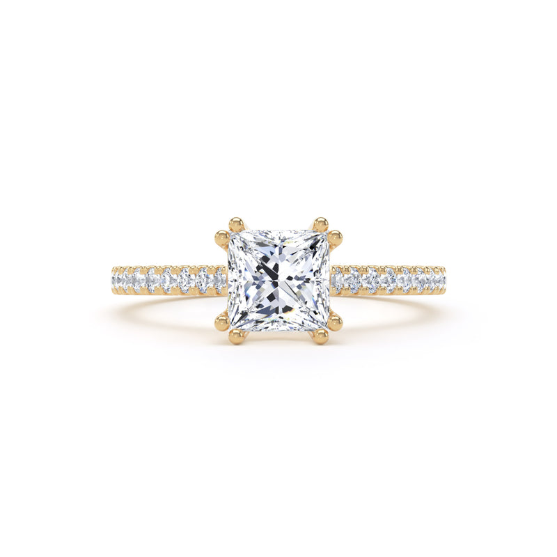 Gia Princess Cut Engagement Ring in 9ct Yellow Gold