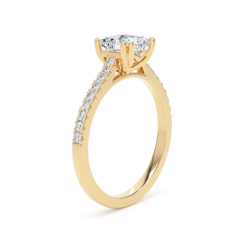 Gia Princess Cut Engagement Ring in 9ct Yellow Gold