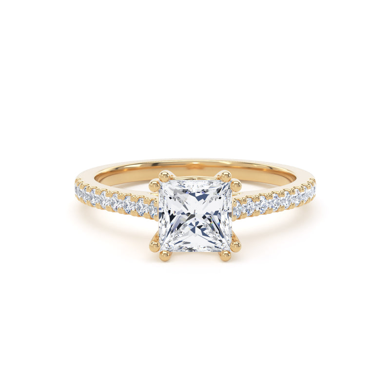 Gia Princess Cut Engagement Ring in 9ct Yellow Gold