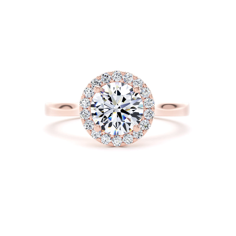 Flora Round Cut Engagement Ring in 18ct Rose Gold