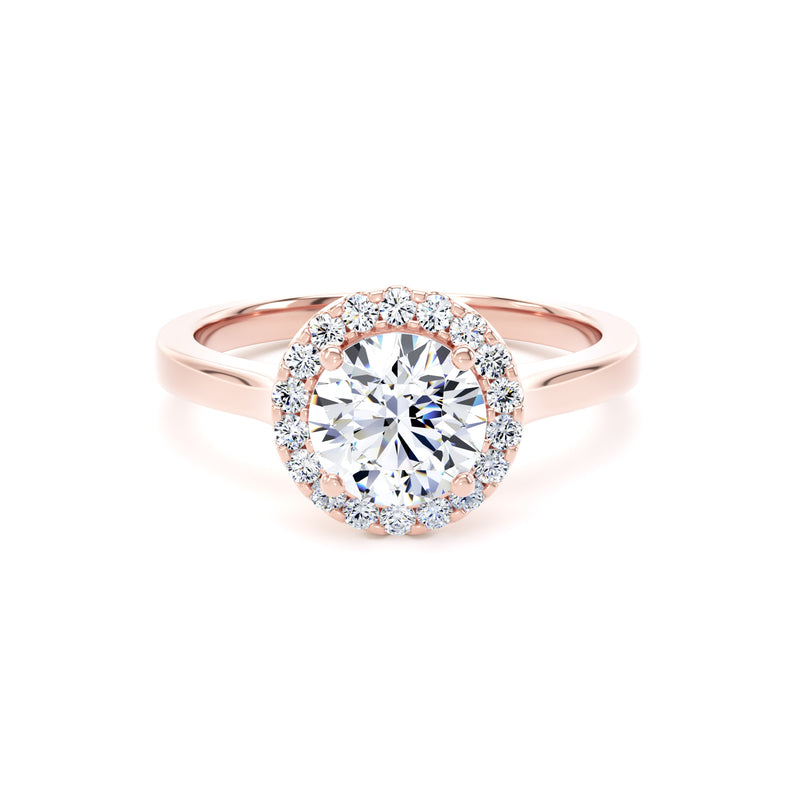 Flora Round Cut Engagement Ring in 18ct Rose Gold