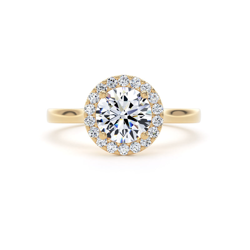 Flora Round Cut Engagement Ring in 9ct Yellow Gold