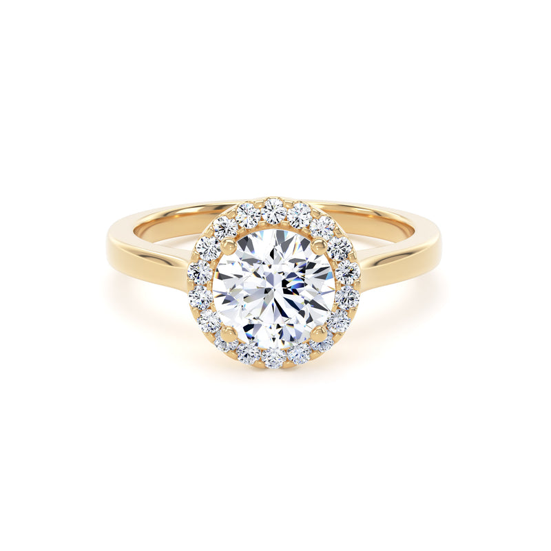 Flora Round Cut Engagement Ring in 9ct Yellow Gold