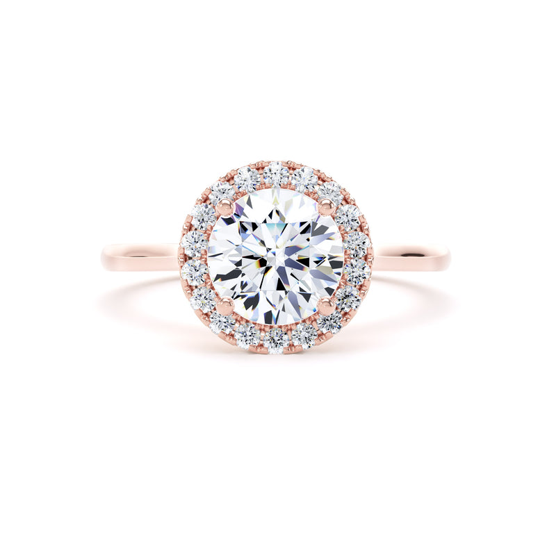 Fern Round Cut Engagement Ring in 18ct Rose Gold