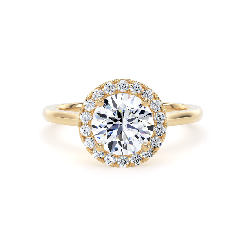 Fern Round Cut Engagement Ring in 9ct Yellow Gold