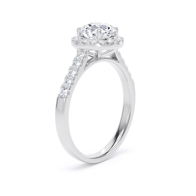 Faye Round Cut Engagement Ring in 18ct White Gold