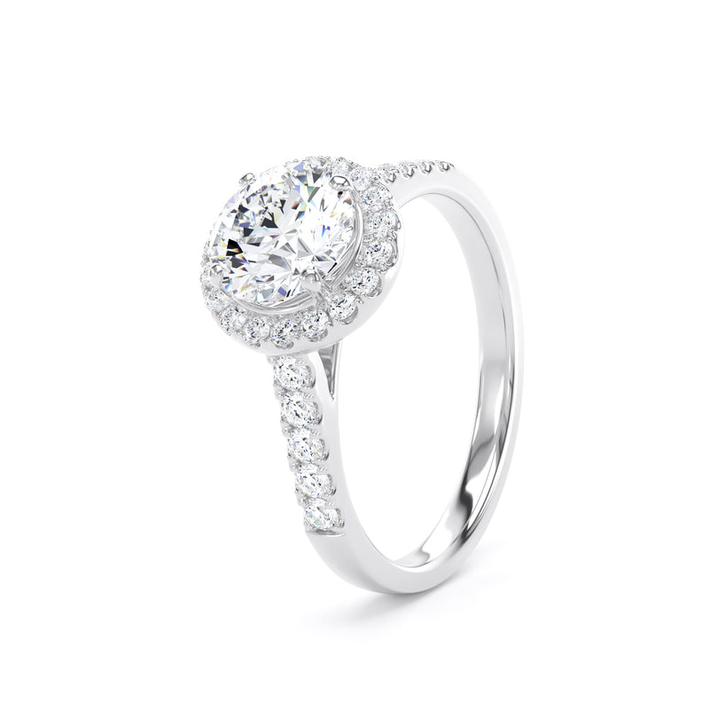 Faye Round Cut Engagement Ring in 18ct White Gold