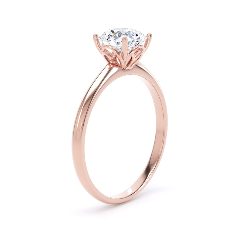 Demi Round Cut Engagement Ring in 18ct Rose Gold