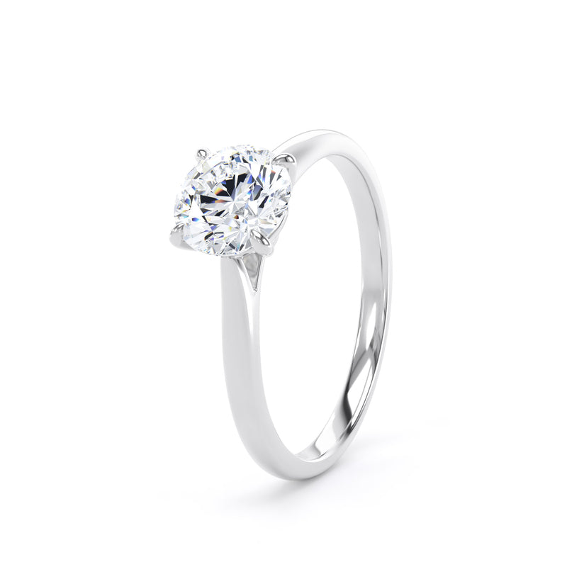 Cora Round Cut Engagement Ring in 18ct White Gold