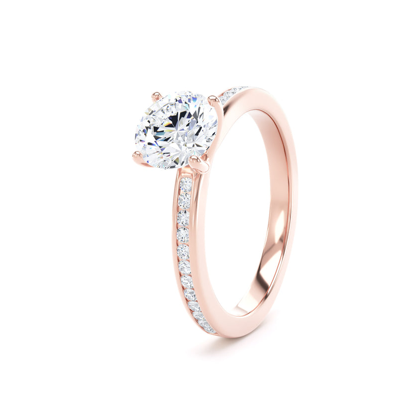 Bree Round Cut Engagement Ring in 18ct Rose Gold