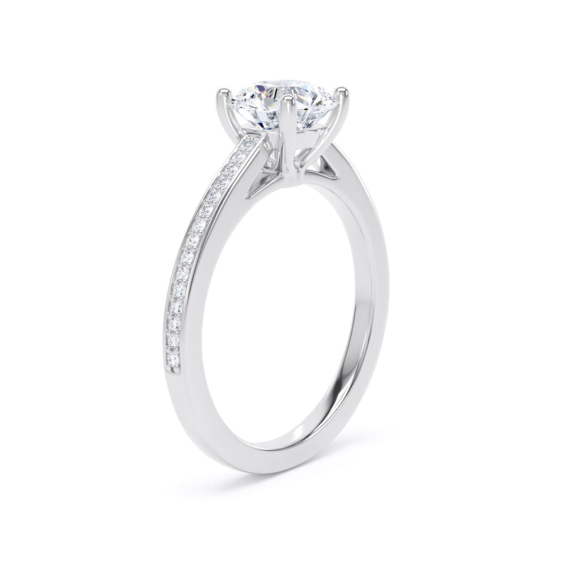 Belle Round Cut Engagement Ring in 18ct White Gold