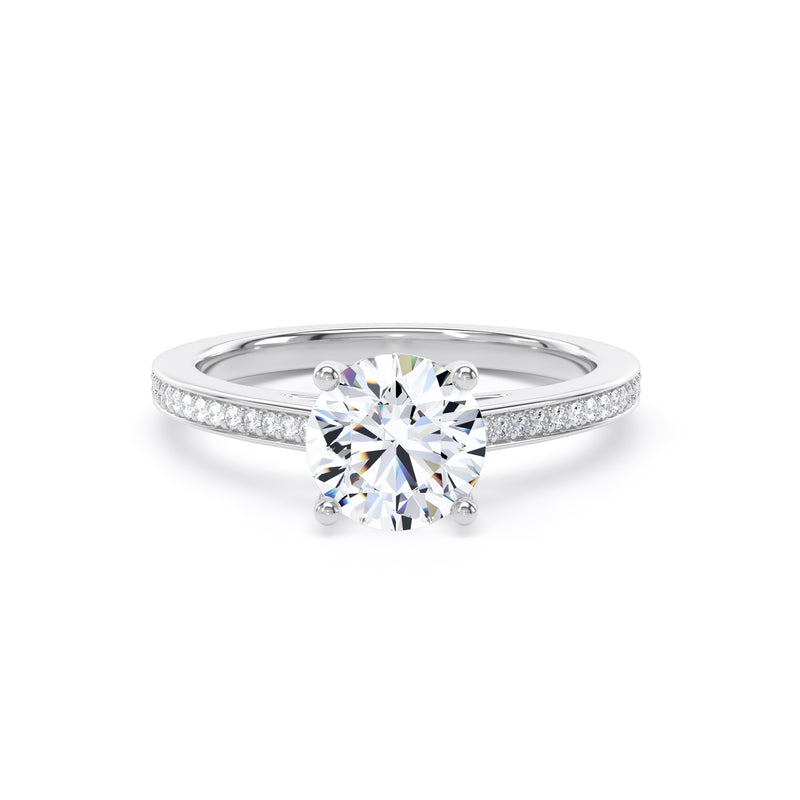 Belle Round Cut Engagement Ring in 18ct White Gold