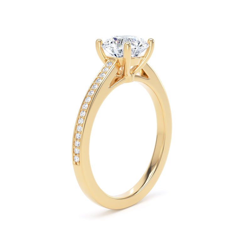 Belle Round Cut Engagement Ring in 9ct Yellow Gold