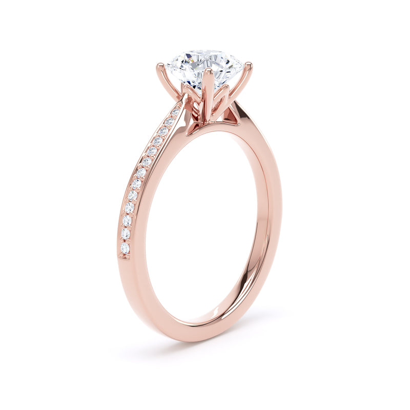 Bea Round Cut Engagement Ring in 18ct Rose Gold