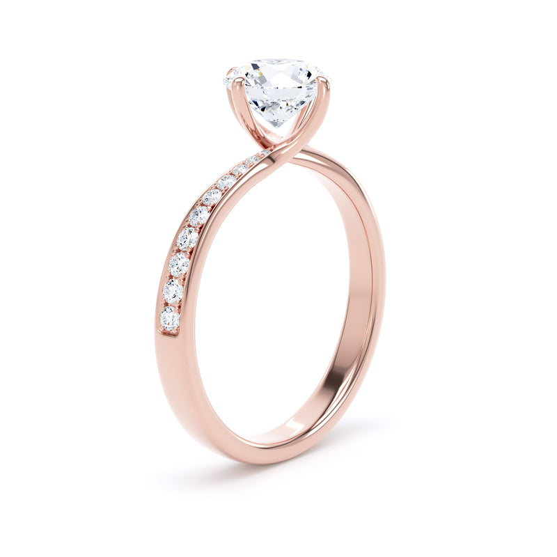 Ava Round Cut Engagement Ring in 18ct Rose Gold