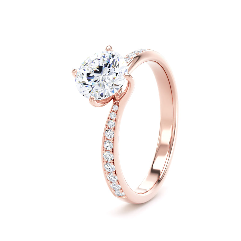 Ava Round Cut Engagement Ring in 18ct Rose Gold