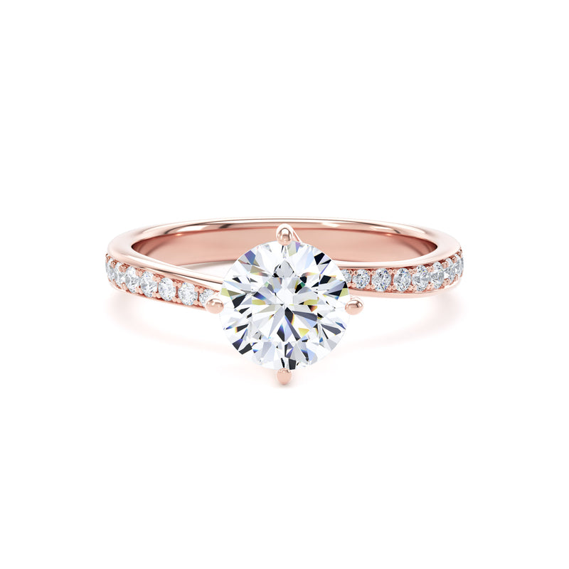 Ava Round Cut Engagement Ring in 9ct Rose Gold