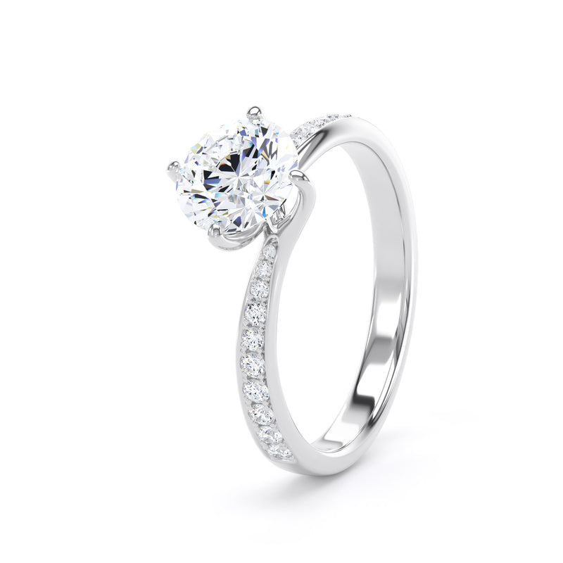 Ava Round Cut Engagement Ring in Platinum 950