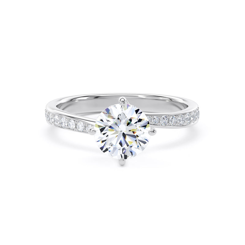 Ava Round Cut Engagement Ring in 9ct White Gold