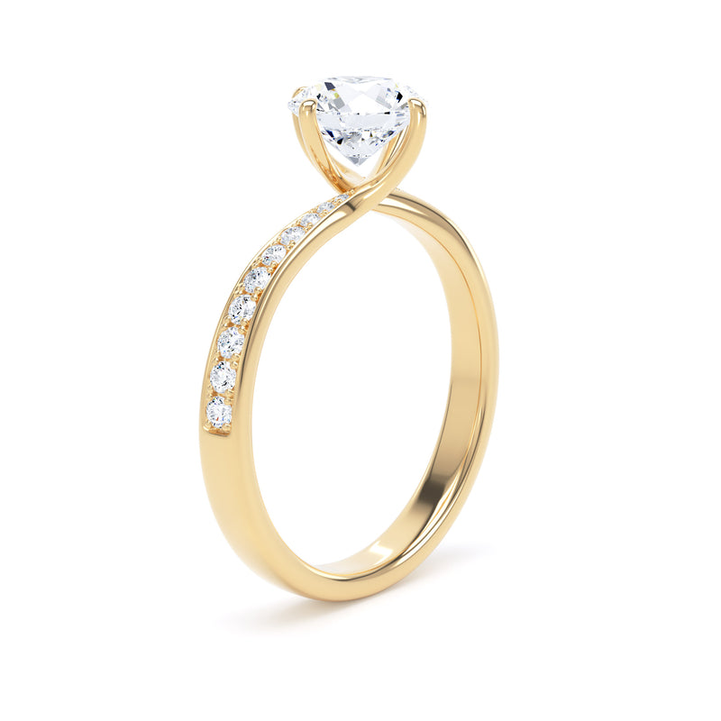 Ava Round Cut Engagement Ring in 9ct Yellow Gold