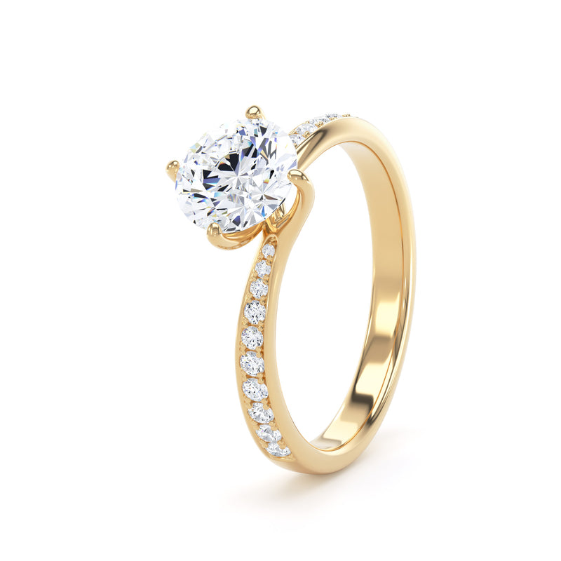 Ava Round Cut Engagement Ring in 9ct Yellow Gold