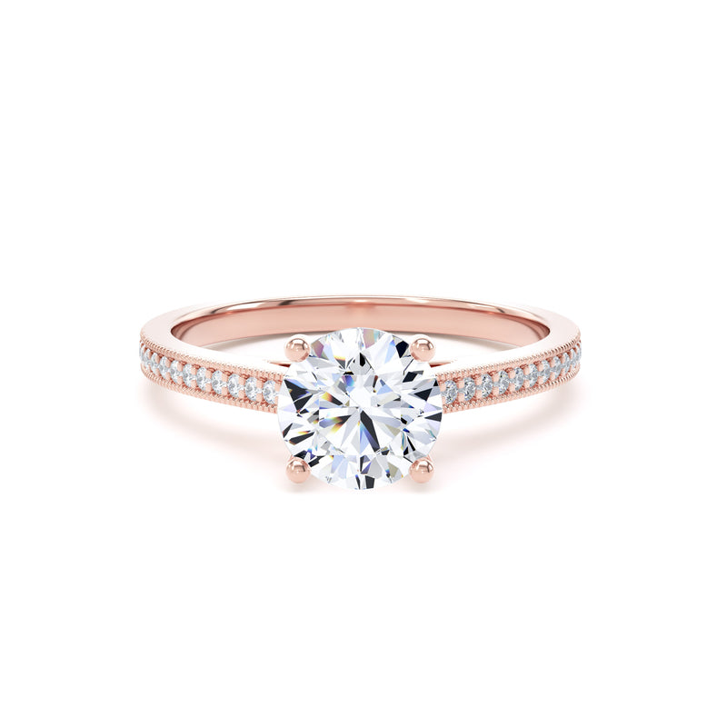 Aria Round Cut Engagement Ring in 9ct Rose Gold