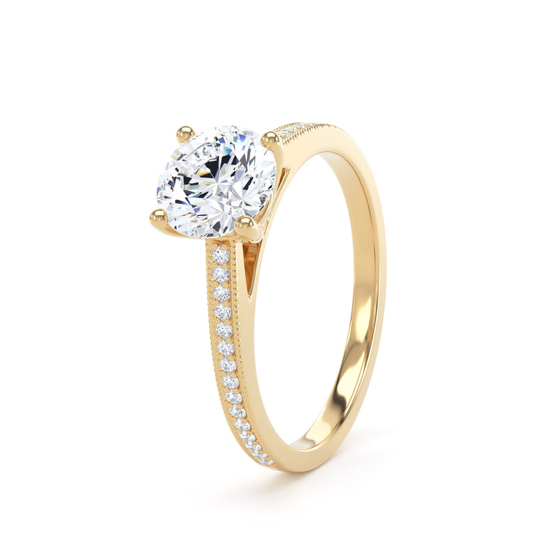 Aria Round Cut Engagement Ring in 18ct Yellow Gold