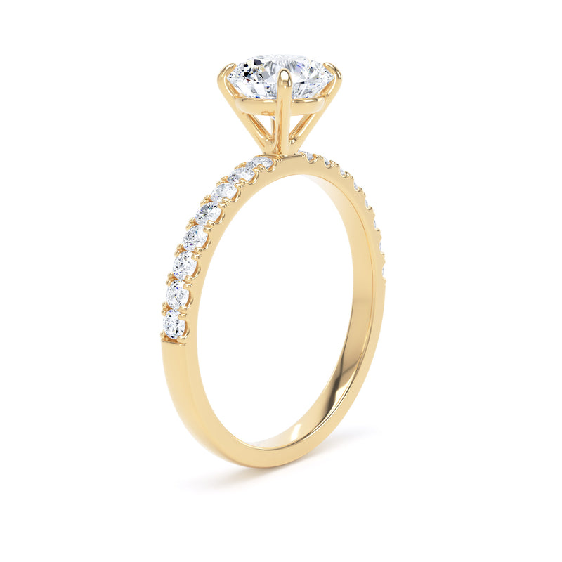Ana Round Cut Engagement Ring in 9ct Yellow Gold