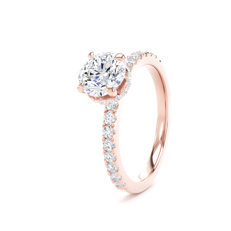 Amy Round Cut Engagement Ring in 18ct Rose Gold