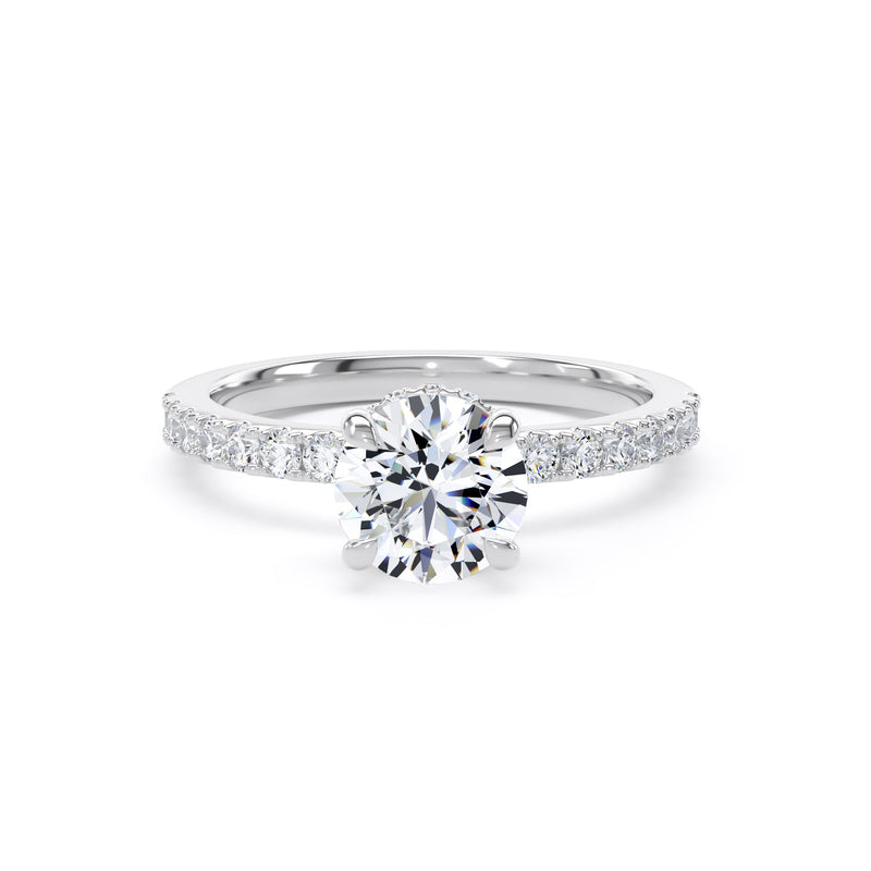 Amy Round Cut Engagement Ring in 18ct White Gold