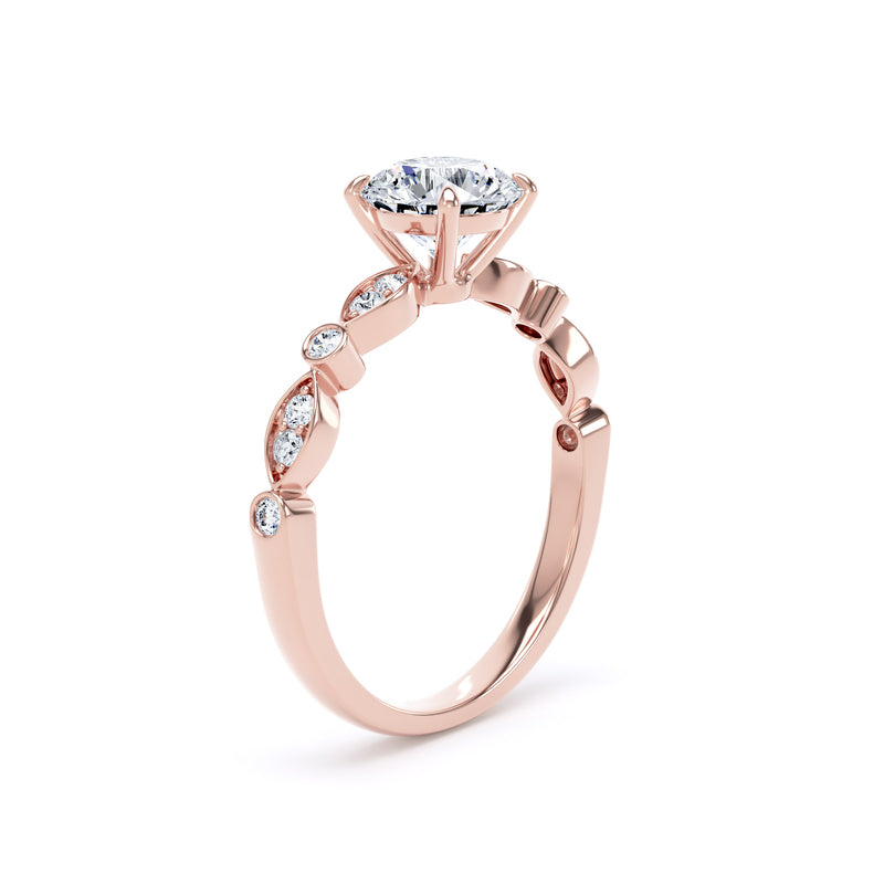 Alma Round Cut Engagement Ring in 18ct Rose Gold