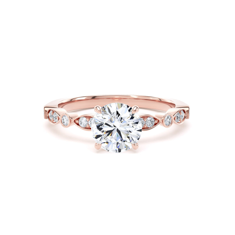Alma Round Cut Engagement Ring in 9ct Rose Gold