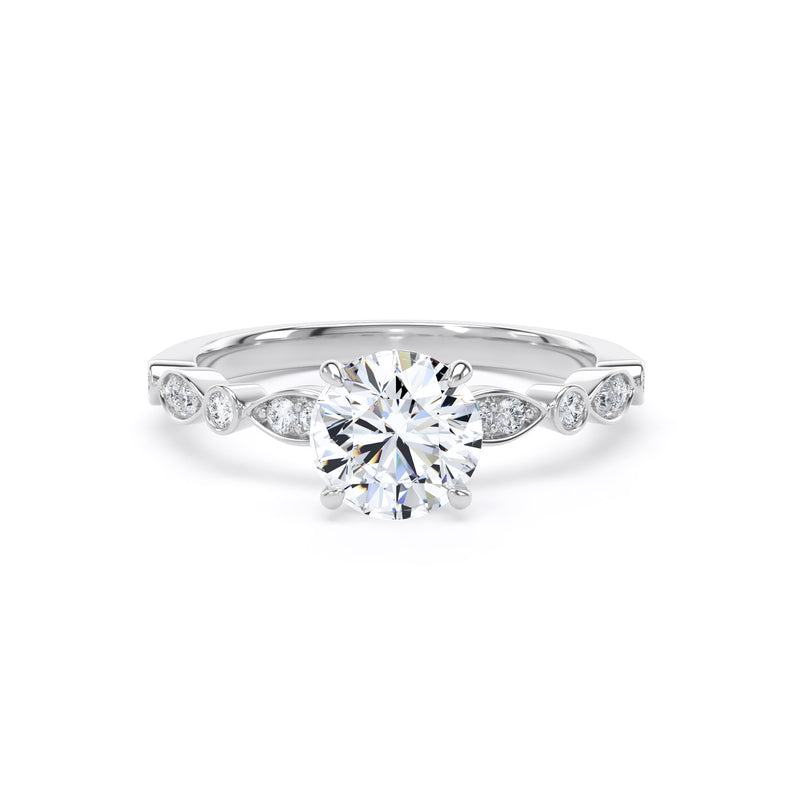 Alma Round Cut Engagement Ring in 18ct White Gold