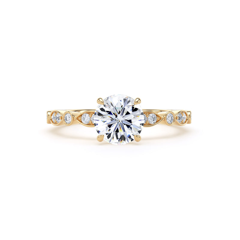 Alma Round Cut Engagement Ring in 18ct Yellow Gold