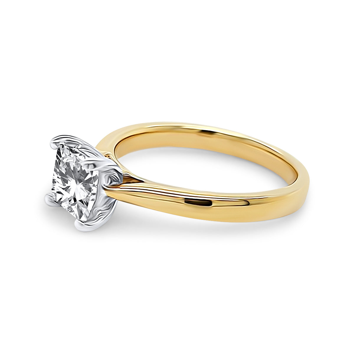 18K Yellow Gold Princess Solitaire Diamond Engagement Ring