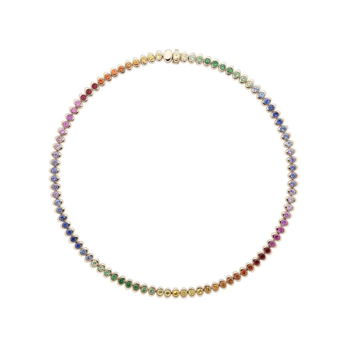 Colours of Love Cosmic Curve Rose Gold Rainbow Multicoloured Gemstone Necklace