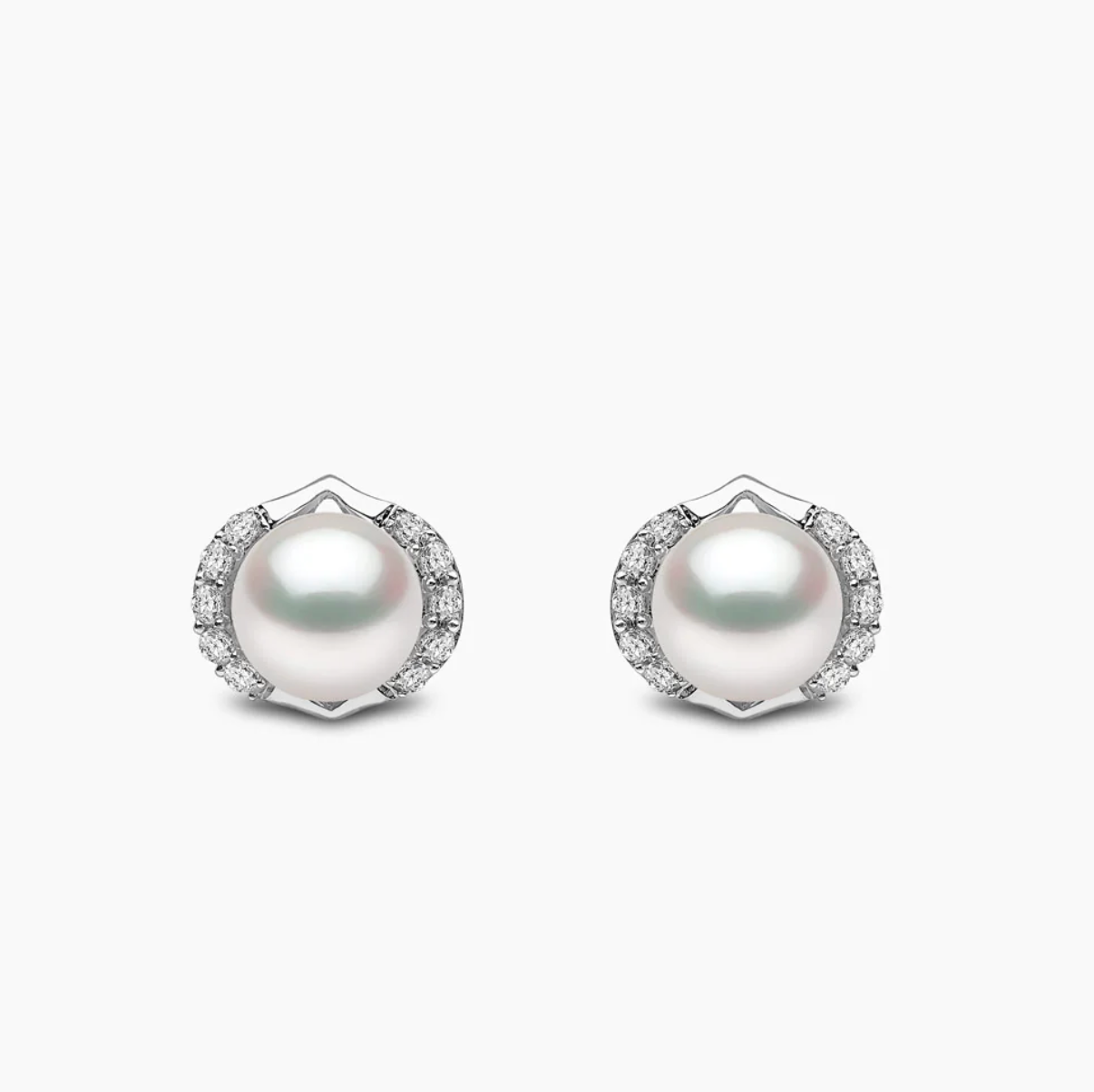 Trend 18K Gold Freshwater Pearl & Diamond Cosmic Stud Earrings