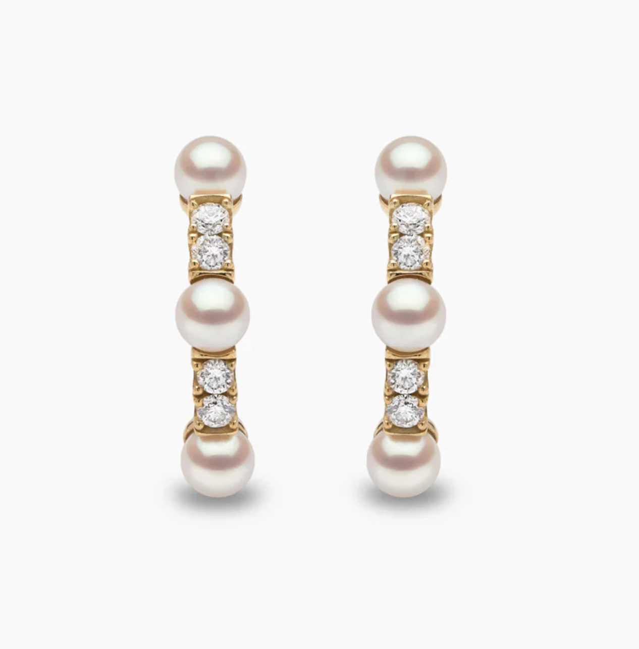 Eclipse 18K Gold Pearl & Diamond Hoop Celestial Earrings