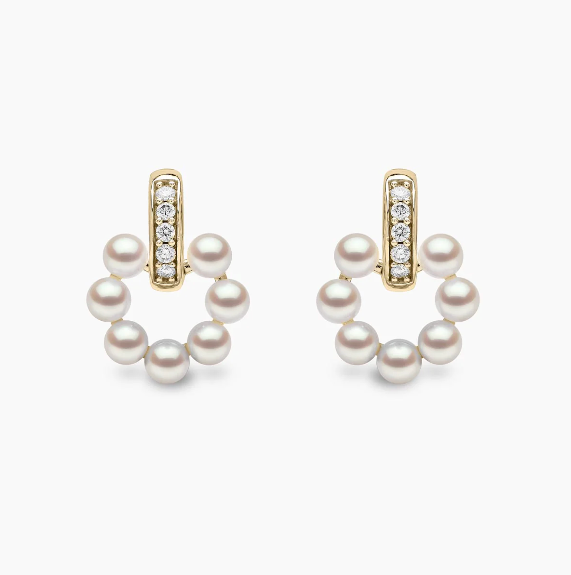 Eclipse 18K Gold Pearl & Diamond Moon Earrings