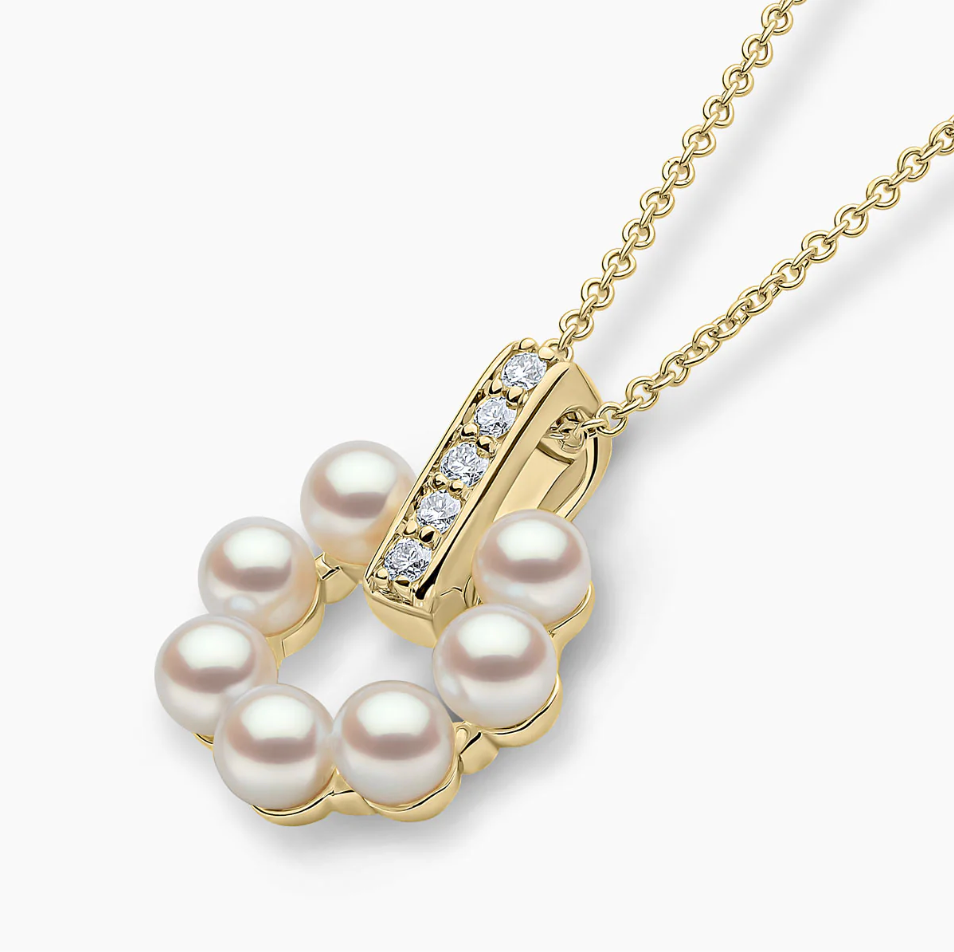 Eclipse 18K Gold Pearl & Diamond Moon Earrings