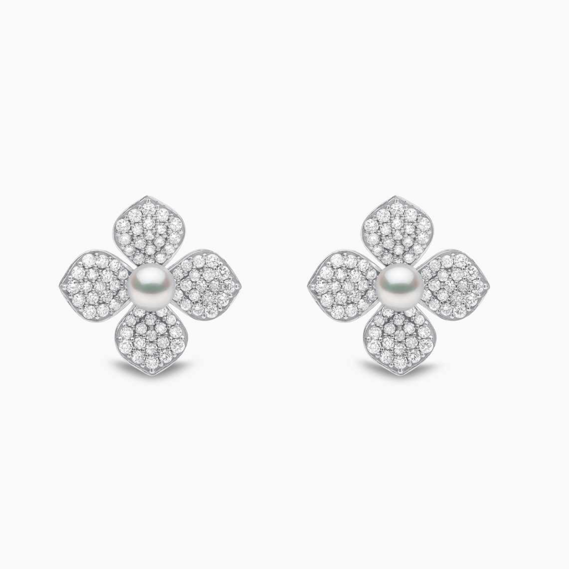 Petal 18K Gold Pearl & Pavé Diamond Signature Earrings