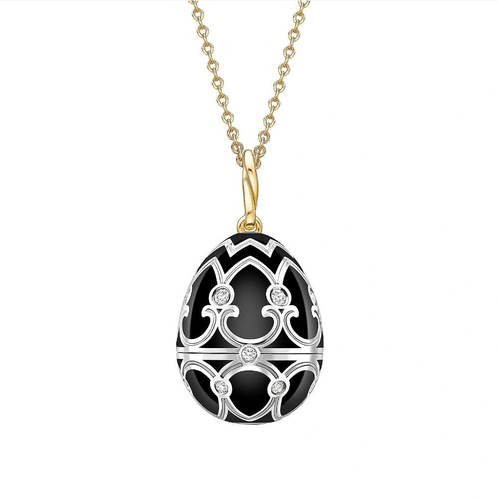 Fabergé Heritage Yellow and White Gold Diamond and Black Enamel Penguin Surprise Locket