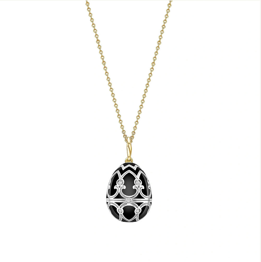Fabergé Heritage Yellow and White Gold Diamond and Black Enamel Penguin Surprise Locket