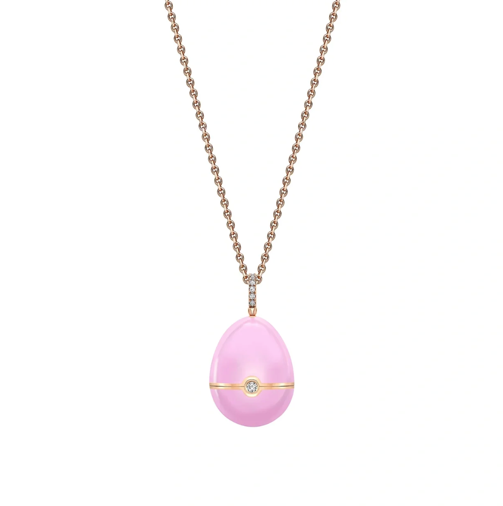 Fabergé Essence Rose Gold, Diamond & Pink Sapphire Heart Surprise Locket with Pink Lacquer