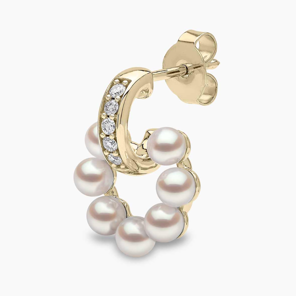 Eclipse 18K Gold Pearl & Diamond Moon Earrings
