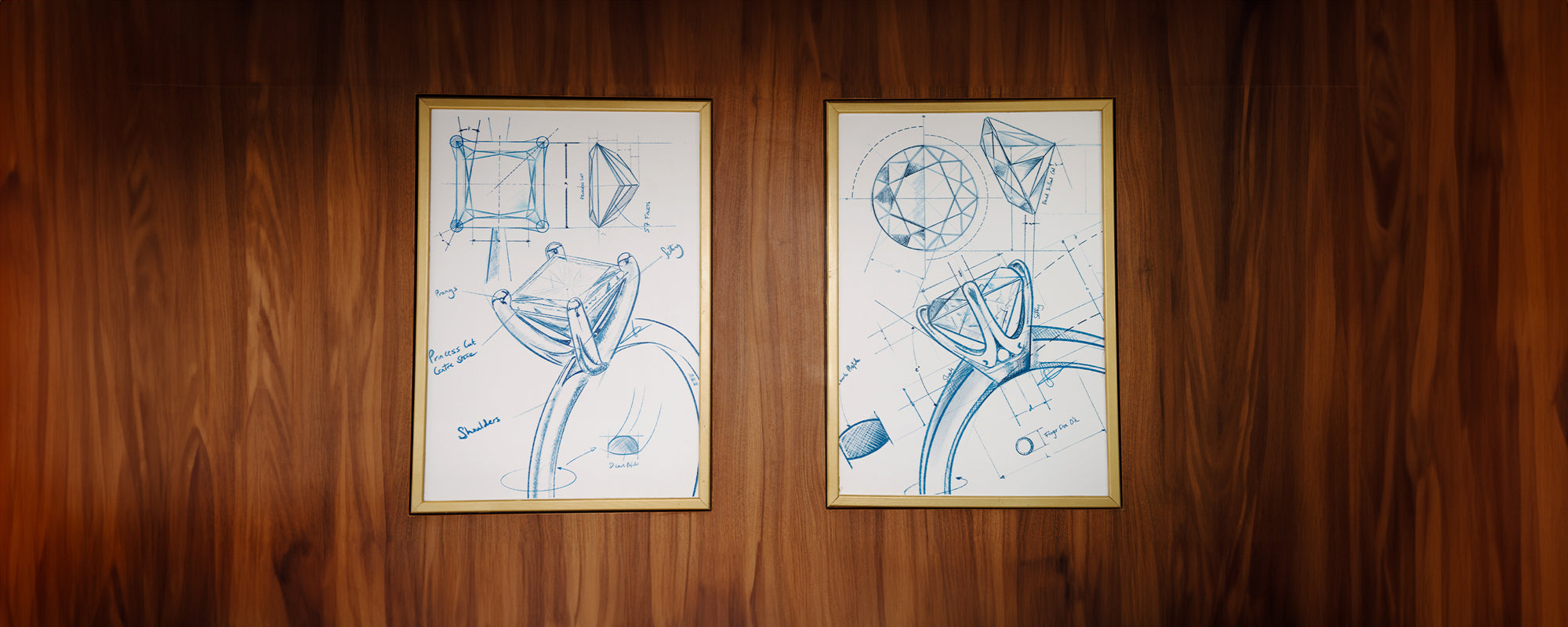 Bespoke jewellery drawings at JQ Diamonds showroom